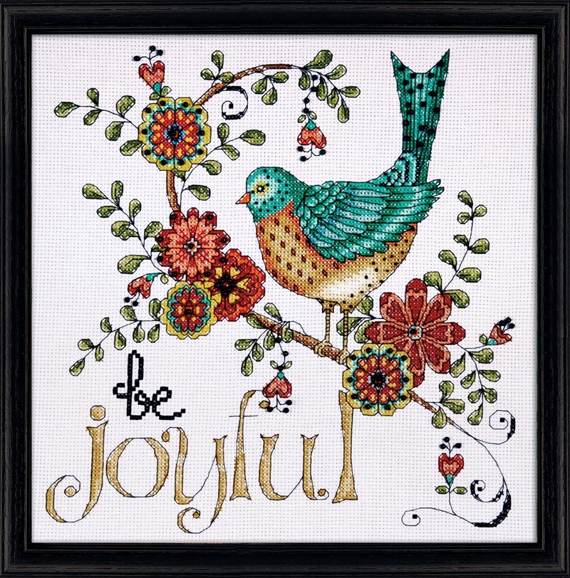 Tobin DW2789 Heartfelt be Joyful Counted Cross Stitch Kit, 10 by 10-Inch, 14 Count